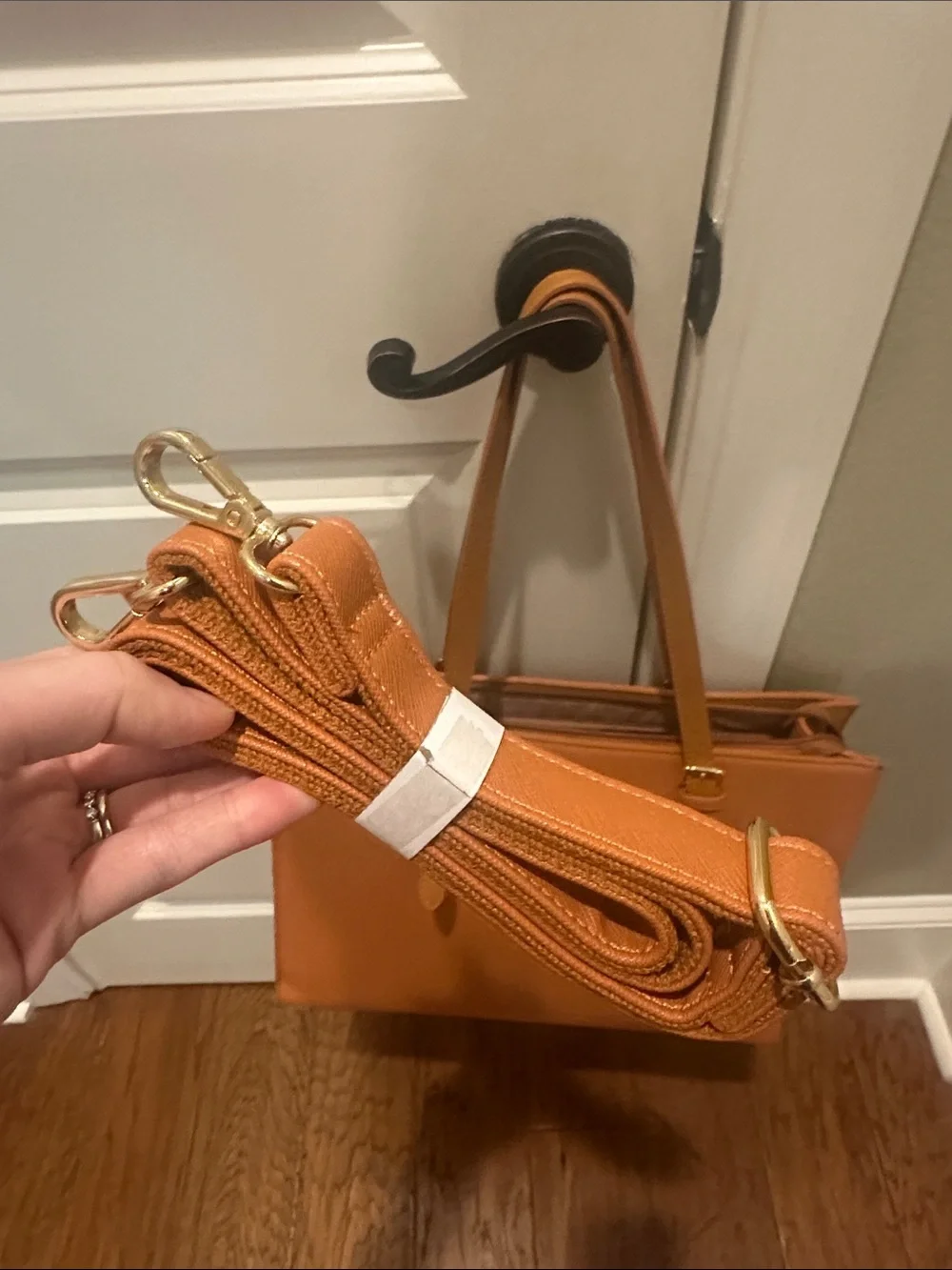 Structured Laptop Tote in Warm Tan